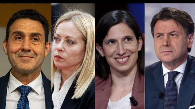Roberto Vannacci, Giorgia Meloni, Elly Schlein e Giuseppe Conte (&copy; Facebook)