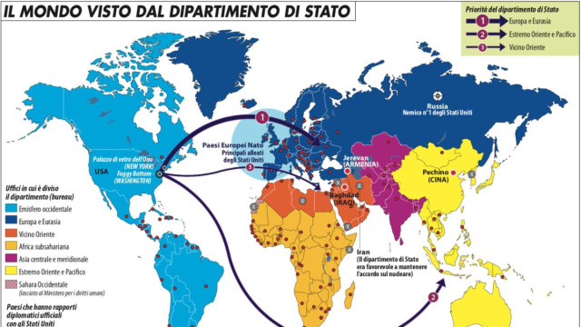Carta: il mondo visto dal dipartimento di Stato Usa - Limes &copy; Creative Commons