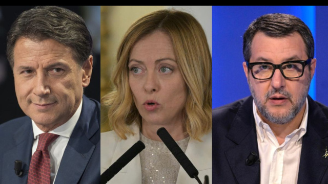 Giuseppe Conte, Giorgia Meloni e Matteo Salvini (&copy; Facebook)