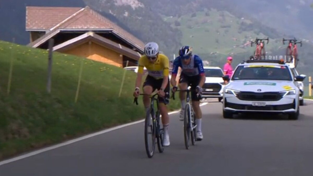 Tadej Pogacar e Florian Lipowtiz al Romandia - &copy; Screenshot Eurosport