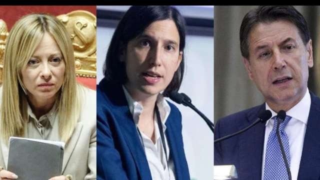Giorgia Meloni, Elly Schlein e Giuseppe Conte (&copy; Facebook)