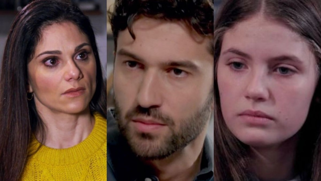 Rosa, Damiano e Cristina - screenshot © Un posto al sole.