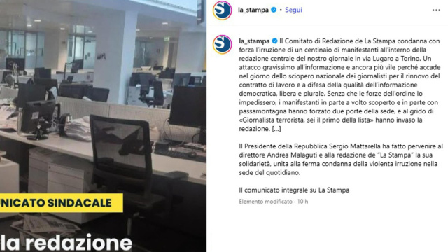 Assalto Pro Pal alla Stampa di Torino, gli attivisti nella ... &copy; Creative Commons