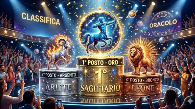 Podio del 30/05: Sagittario al 1&deg; Posto, seguito dell'Ariete al 2&deg; e dal Leone 3&deg;-&copy; Gemini AI