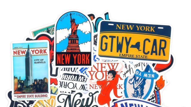 Adesivi da viaggio dello Stato di New York, 50 pezzi adesivi ... &copy; Creative Commons