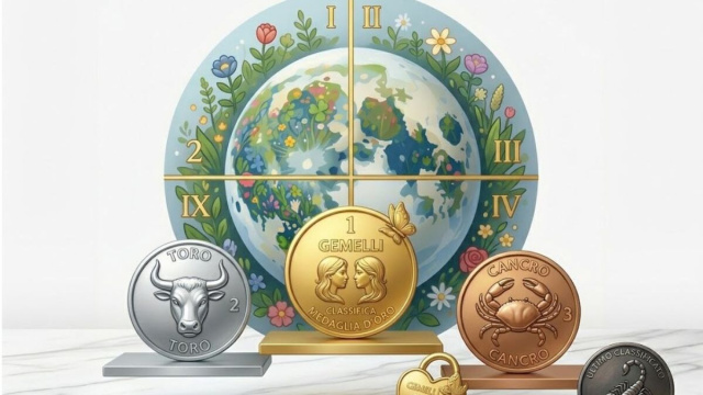 Quadrante con medaglia d'oro Gemelli, argento Toro e Cancro bronzo-&copy; Gemini AI