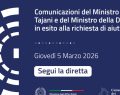 Hormuz: Tajani e Crosetto in audizione parlamentare il 13 maggio