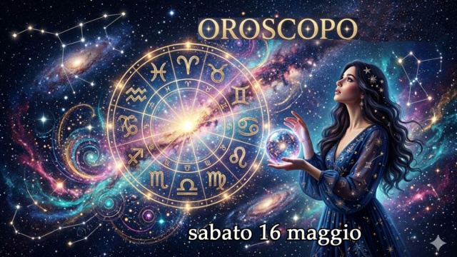 Locandina per l'oroscopo di sabato 16 maggio 2026 - &copy; Gemini IA.