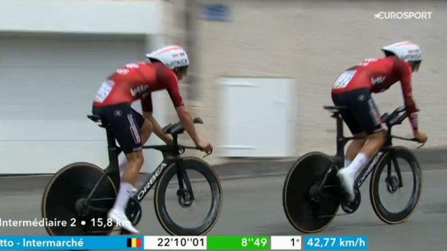 La Lotto impegnata durante la cronosquadre - &copy; Screenshot Eurosport