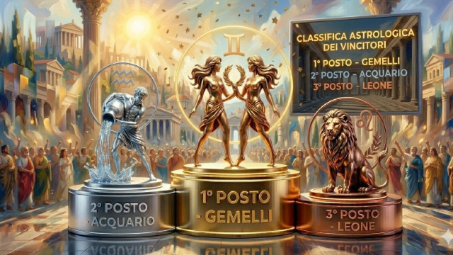 Podio dell'11/06: 1&deg; Gemelli, 2&deg; Acquario, 3&deg; Leone- &copy; immagine Gemini AI