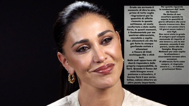 Belen Rodriguez spiega perch&eacute; non conduce l'Isola dei Famosi.