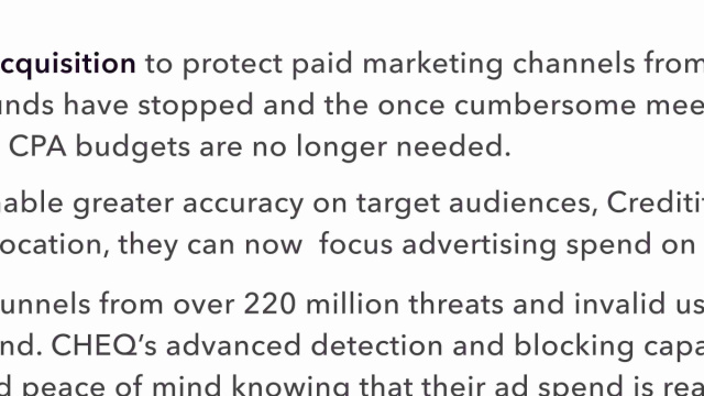 Creditfix blocks bad actors, fraud, and recaptures ad spend  CHEQ &copy; Creative Commons