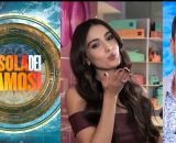 Il logo dell'Isola dei famosi, Zeudi Di Palma e Pierpaolo Pretelli &copy; Mediaset/Instagram