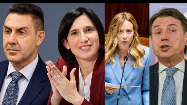 Roberto Vannacci, Elly Schlein, Giorgia Meloni e Giuseppe Conte (&copy; Facebook)