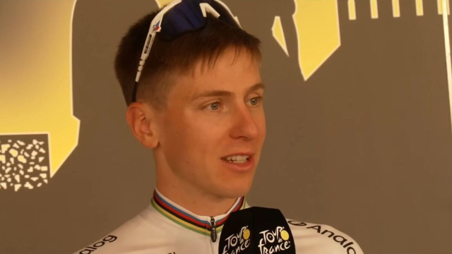 Tadej Pogacar al via dello scorso Tour de France - &copy; Screenshot Eurosport
