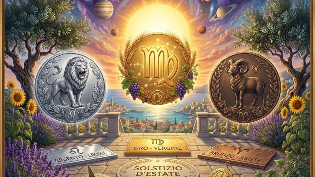Podio del Solstizio d'estate 2026: oro Vergine, Leone argento, bronzo Ariete- &copy; Gemini AI