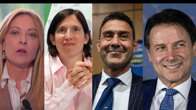 Giorgia Meloni, Elly Schlein, Roberto Vannacci e Giuseppe Conte (&copy; Facebook)
