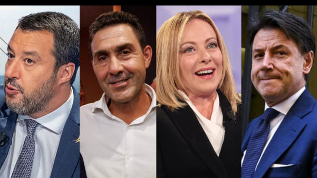 Matteo Salvini, Roberto Vannacci, Giorgia Meloni e Giuseppe Conte (&copy; Facebook)