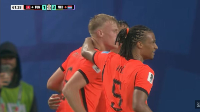 L'Olanda festeggia il 3-1 sulla Tunisia.