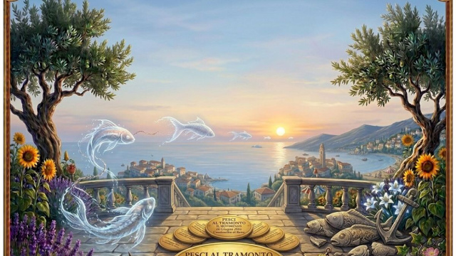 Pesci al tramonto sul mare - &copy; Gemini AI