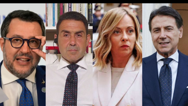 Matteo Salvini, Roberto Vannacci, Giorgia Meloni e Giuseppe Conte (&copy; Facebook)