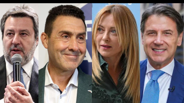 Matteo Salvini, Roberto Vannacci, Giorgia Meloni e Giuseppe Conte (&copy; Facebook)