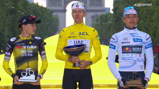Lipowitz sul podio del Tour de France - &copy; Screenshot Eurosport