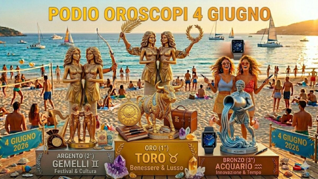 Podio del 4/06: 1&deg; Gemelli, 2&deg; Acquario, 3&deg; Toro- &copy; Gemini AI
