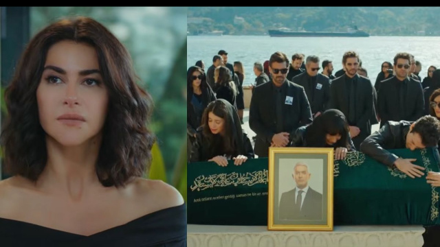 Sahika e i figli di Halit al suo funerale © Now.