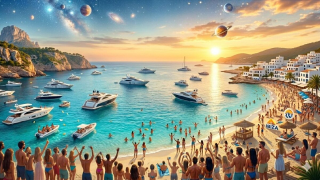 Riproduzione di una spiaggia di Ibiza- Gemini AI