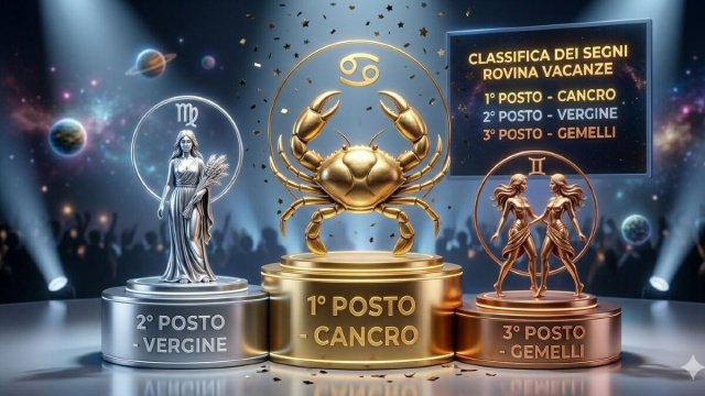 Podio dei 'rovina vacanze' estate 2026: 1&deg; posto Cancro, 2&deg; Vergine, 3&deg; Gemelli- &copy; Gemini AI