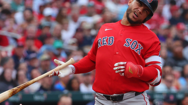 Red Sox first baseman Willson Contreras leads the league in HBP ... &copy; Creative Commons