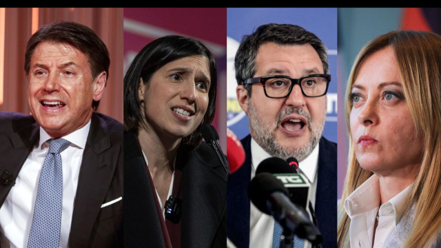 Giuseppe Conte, Elly Schlein, Matteo Salvini e Giorgia Meloni (&copy; Facebook)