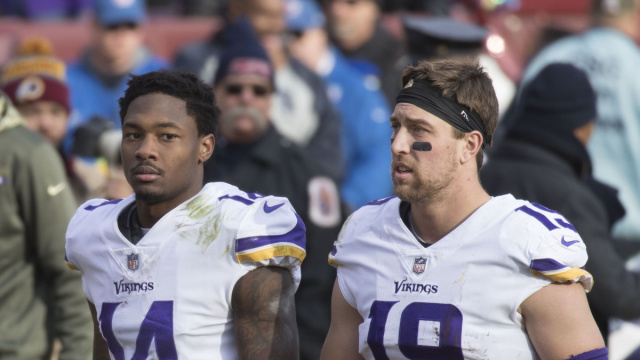 File:Stefon Diggs, Adam Thielen (38321572036).jpg - Wikipedia &copy; Creative Commons