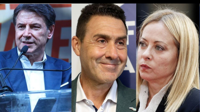 Giuseppe Conte, Roberto Vannacci e Giorgia Meloni (&copy; Facebook)