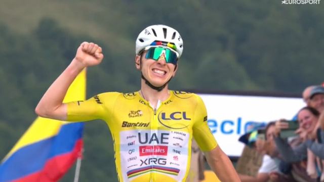 Tadej Pogacar a Le Markstein - &copy; Screenshot Eurosport
