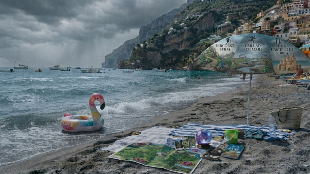 Temporale in arrivo sulla spiaggia- &copy;Gemini AI
