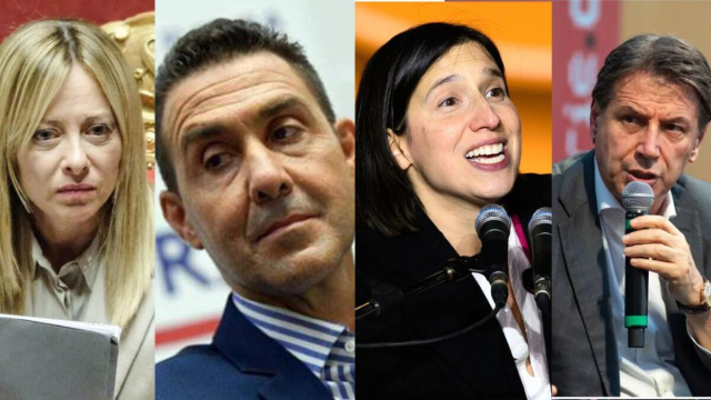 Giorgia Meloni, Roberto Vannacci, Elly Schlein e Giuseppe Conte (&copy; Facebook)
