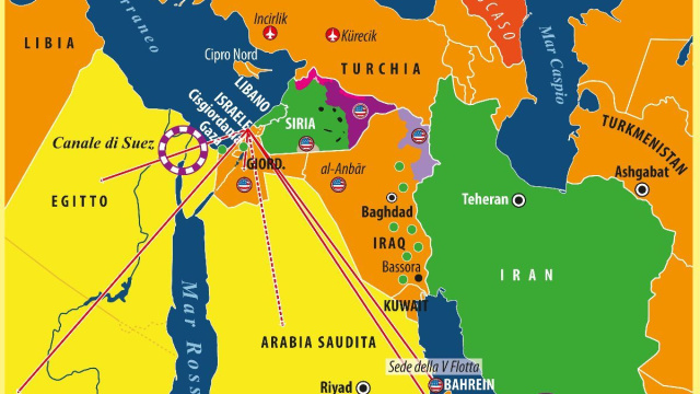 Carta: Le priorit&agrave; degli Usa in Medio Oriente - Limes &copy; Creative Commons