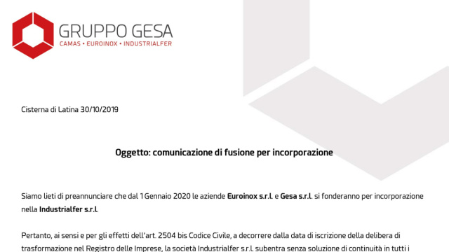 COMUNICATO FUSIONE AZIENDALE - Gruppo Gesa &copy; Creative Commons