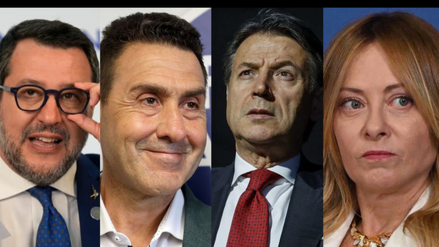 Matteo Salvini, Roberto Vannacci, Giuseppe Conte e Giorgia Meloni (&copy; Facebook)