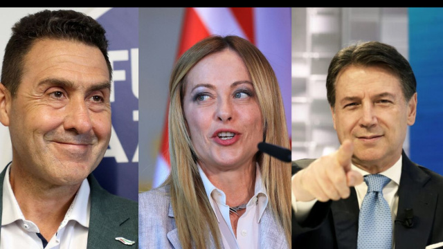 Roberto Vannacci, Giorgia Meloni e Giuseppe Conte (Facebook)