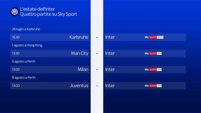 Inter, Juventus e Milan in amichevole su Sky e Now. Napoli in pay ... &copy; Creative Commons