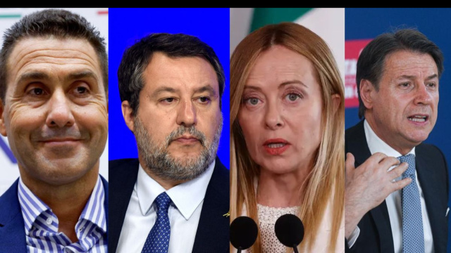 Roberto Vannacci, Matteo Salvini, Giorgia Meloni e Giuseppe Conte (&copy; Facebook)