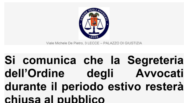 ORDINE DEGLI AVVOCATI PROVINCIA DI LECCE  News &copy; Creative Commons