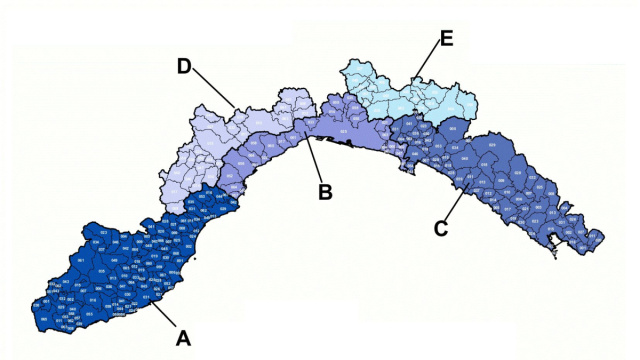 AllertaLiguria - Divisione del territorio &copy; Creative Commons