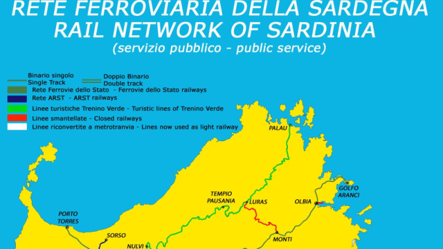 Rete ferroviaria della Sardegna - Wikipedia &copy; Creative Commons