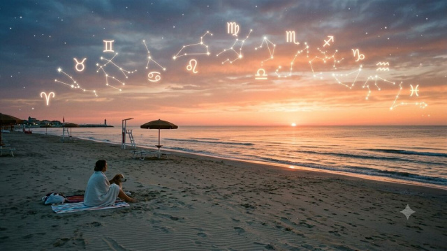 Spiaggia in estate all'alba-&copy;Gemini AI