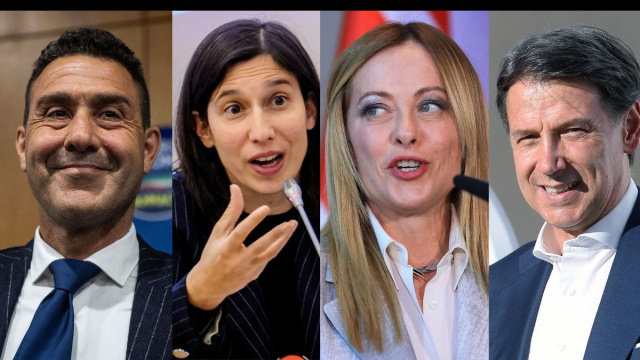 Roberto Vannacci, Elly Schlein, Giorgia Meloni e Giuseppe Conte (Facebook)