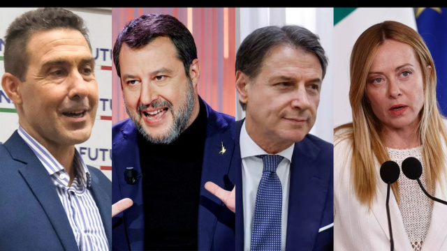 Roberto Vannacci, Matteo Salvini,Giuseppe Conte e Giorgia Meloni (Facebook)